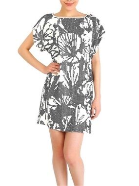 TIBI Black & White Sequins Silk Dress